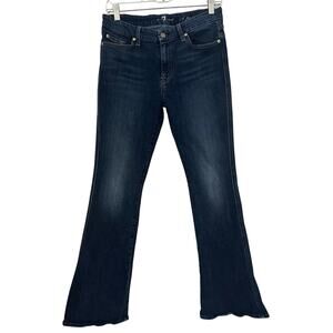 7 For All Mankind Women's A Pocket Flare Dark Wash Distressed Size 28 Size 6